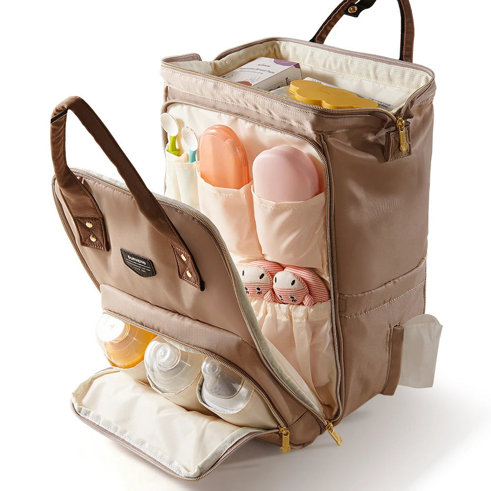 Spacious waterproof diaper backpack for moms and dads. Stylish, durable, and perfect for travel and everyday baby care.