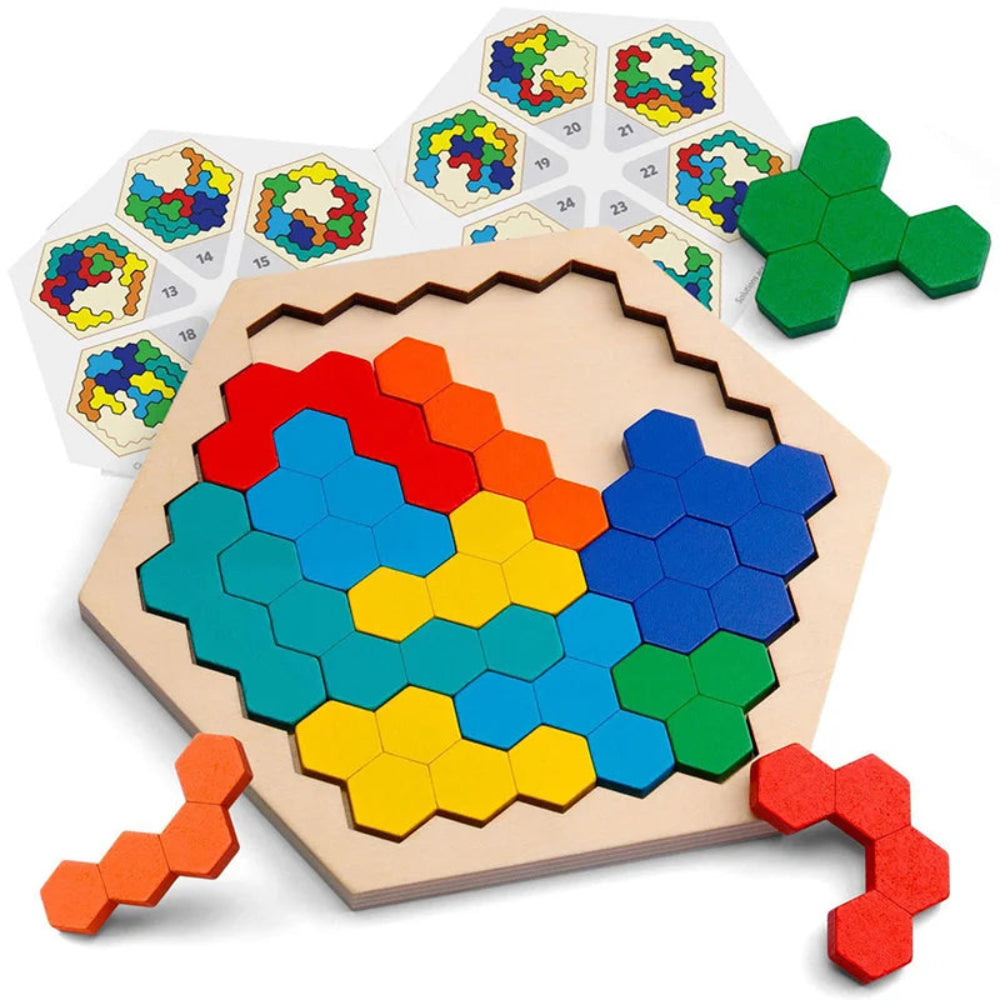 Colorful 3D Montessori wooden puzzle for kids. Safe, educational toy that develops logic, creativity, and fine motor skills through hands-on play.