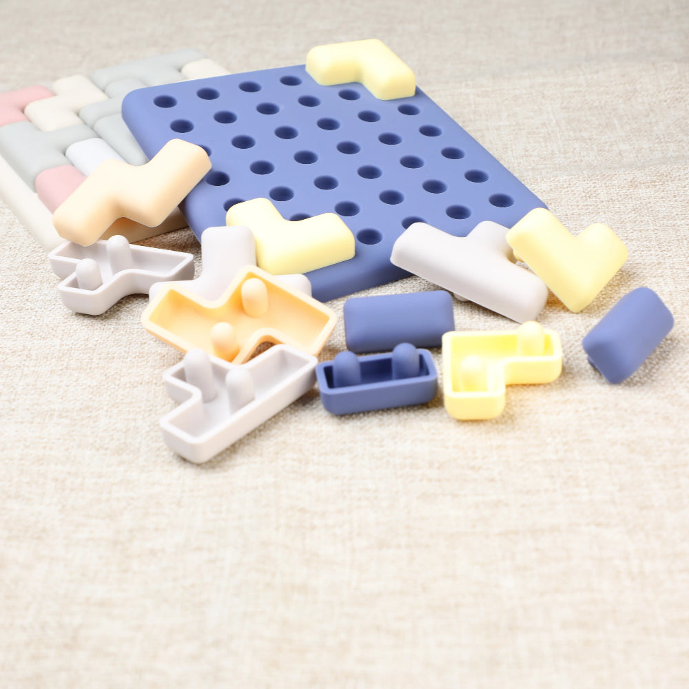 Soft silicone sensory puzzle toy for kids. Safe, fun, and educational tangram that boosts focus, logic, and relaxation through play.