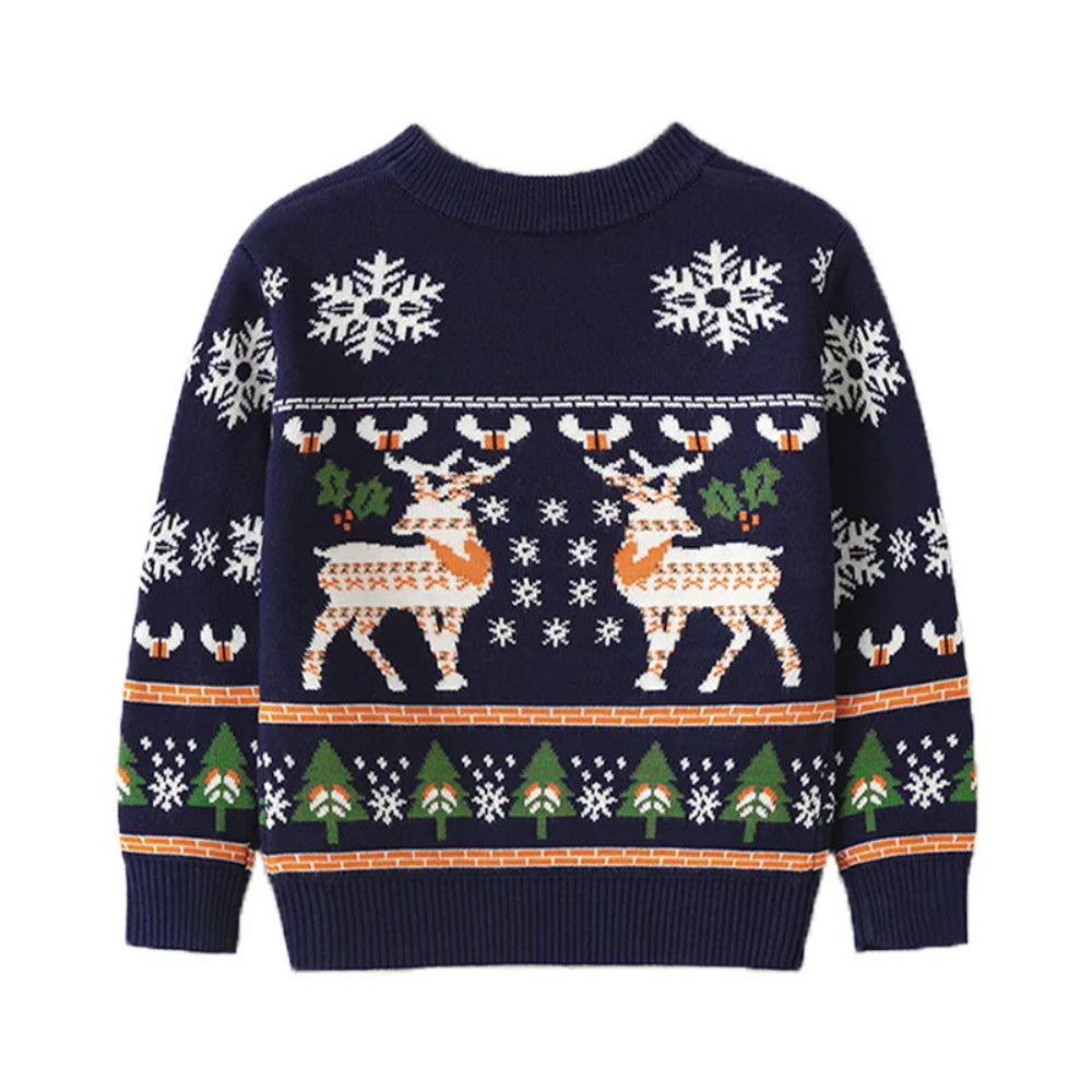 Cute cartoon Christmas sweater for kids. Soft, cozy, and breathable knit — perfect for winter warmth, playtime, and festive celebrations.
