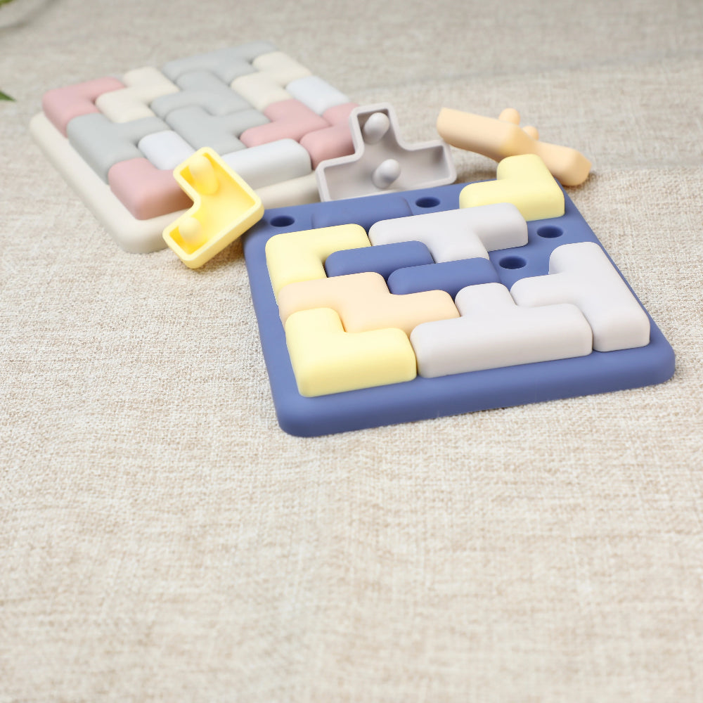 Soft silicone sensory puzzle toy for kids. Safe, fun, and educational tangram that boosts focus, logic, and relaxation through play.