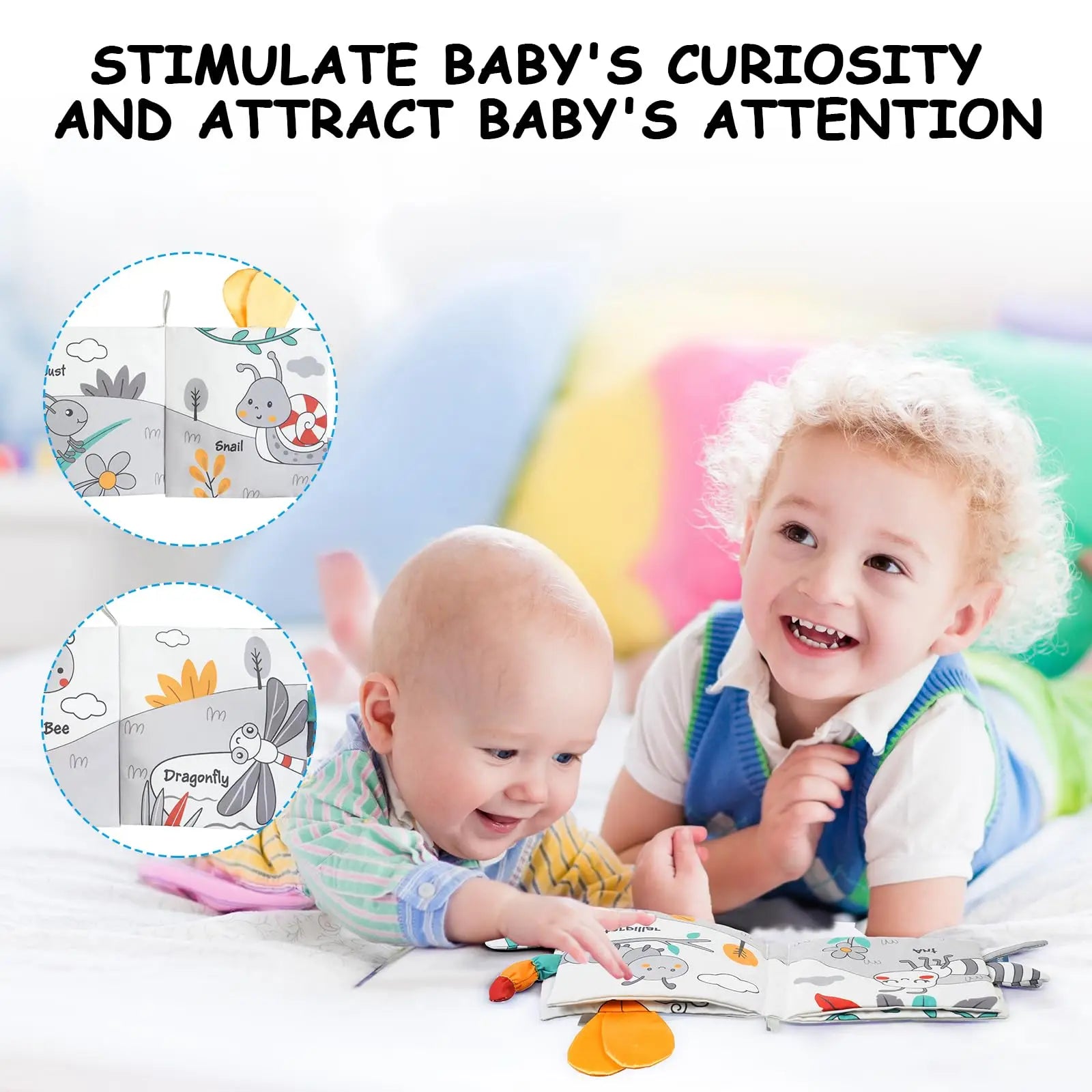 Soft Baby Books Toys 3D Touch and Feel Crinkle Cloth Books Babies Infant Kids Touch and Feel Crinkle for Infants Toddler Gifts