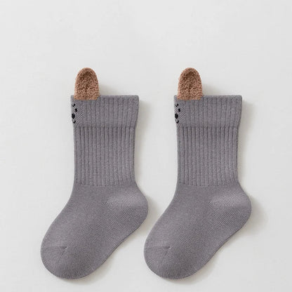 Soft cotton cartoon socks for kids. Breathable, comfy, and adorable—perfect for boys and girls aged 0–8 years for autumn and winter wear.