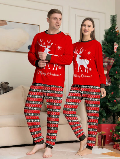 Santa & Reindeer Print Family Christmas Pajamas