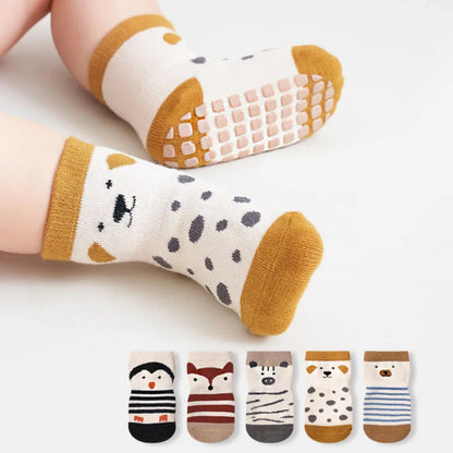 Soft non-slip socks for kids. Safe, breathable, and comfy 5-pair set — perfect for toddlers’ daily play, walking, and home comfort.