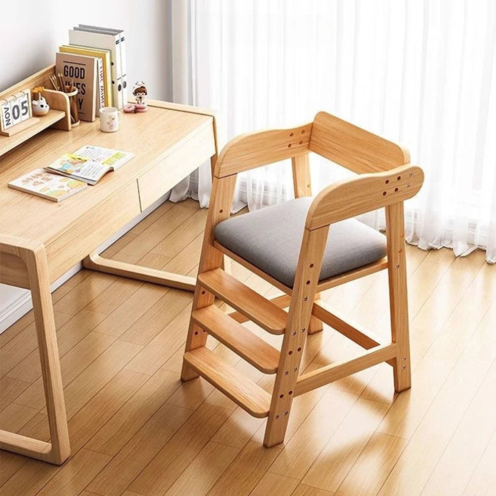 Adjustable wooden kids chair for dining and study. Safe, ergonomic, and durable design that grows with your child in comfort and style.