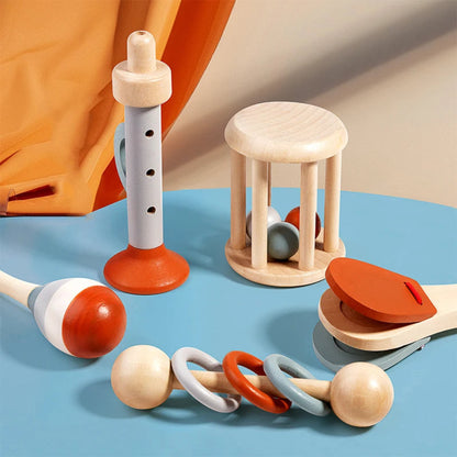 Wooden Montessori musical toy set for kids. Safe, non-toxic instruments that inspire rhythm, coordination, and early love for music.