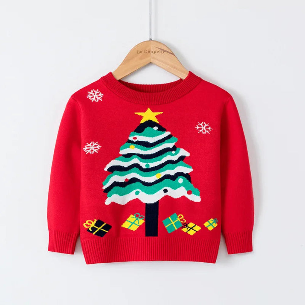 Cute cartoon Christmas sweater for kids. Soft, cozy, and breathable knit — perfect for winter warmth, playtime, and festive celebrations.