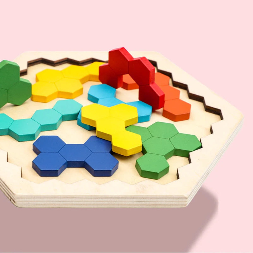 Colorful 3D Montessori wooden puzzle for kids. Safe, educational toy that develops logic, creativity, and fine motor skills through hands-on play.