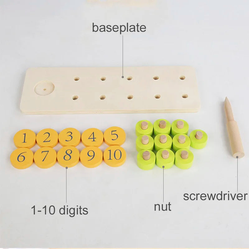 Children Wooden Screw Nut Combination Disassembly Counting Board Building Blocks Montessori Math Game Educational Toys For Kids