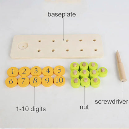 Children Wooden Screw Nut Combination Disassembly Counting Board Building Blocks Montessori Math Game Educational Toys For Kids