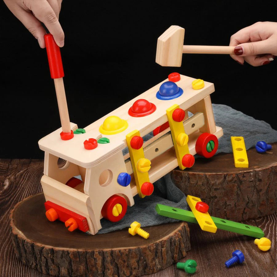 Wooden Screw Car Toys Montessori Toys Screws Nuts Assembly Disassembly Baby Puzzle Set Simulated Carpenter Building Tools Game