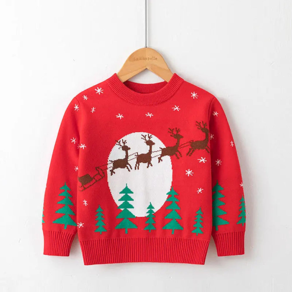 Cute cartoon Christmas sweater for kids. Soft, cozy, and breathable knit — perfect for winter warmth, playtime, and festive celebrations.