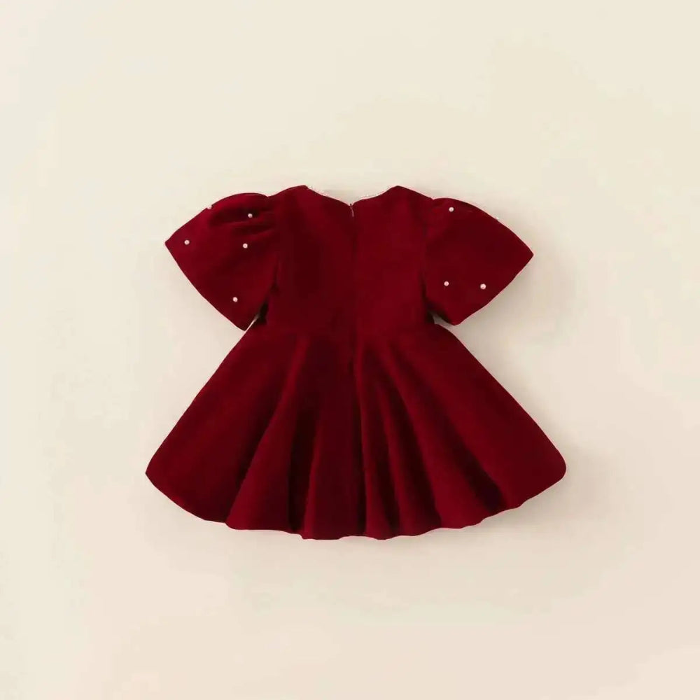 Elegant winter princess dress with pearls. Soft, warm, and perfect for Christmas parties, photoshoots, and special occasions for little girls.