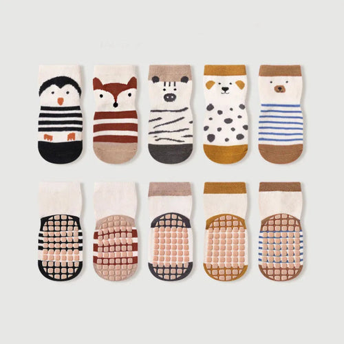 Soft non-slip socks for kids. Safe, breathable, and comfy 5-pair set — perfect for toddlers’ daily play, walking, and home comfort.
