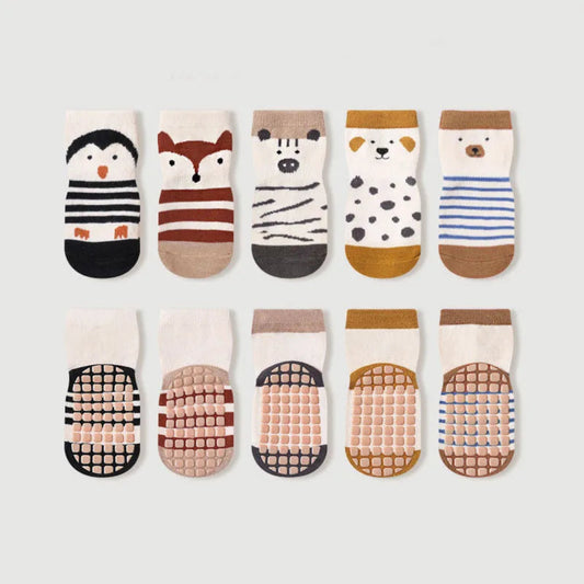 Soft non-slip socks for kids. Safe, breathable, and comfy 5-pair set — perfect for toddlers’ daily play, walking, and home comfort.