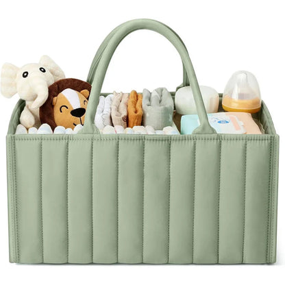 Cotton rope diaper caddy for baby essentials. Stylish, sturdy, and portable organizer that keeps nursery items neat and within reach.