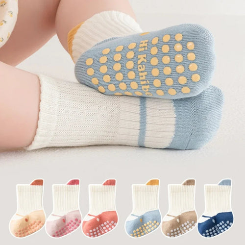 Soft cotton anti-slip socks for boys and girls. Safe, breathable, and comfy—perfect for playtime and daily wear all year round.