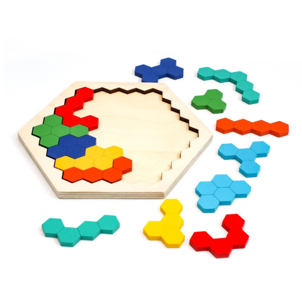 Colorful 3D Montessori wooden puzzle for kids. Safe, educational toy that develops logic, creativity, and fine motor skills through hands-on play.