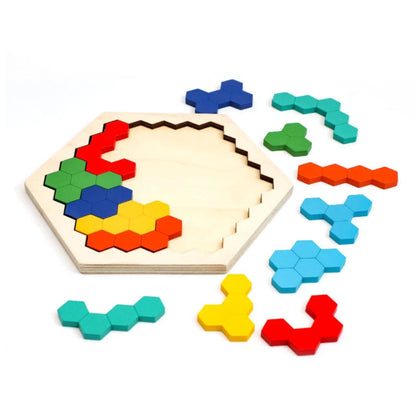 Colorful 3D Montessori wooden puzzle for kids. Safe, educational toy that develops logic, creativity, and fine motor skills through hands-on play.