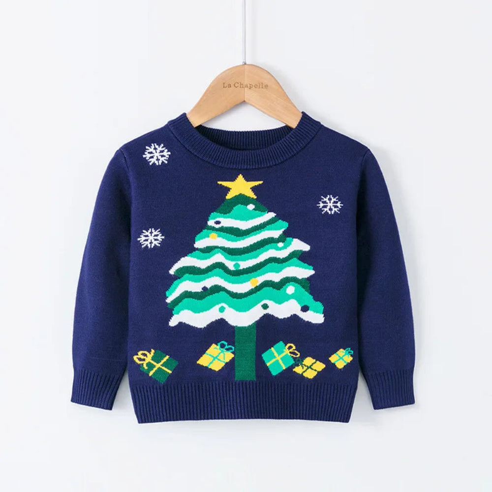 Cute cartoon Christmas sweater for kids. Soft, cozy, and breathable knit — perfect for winter warmth, playtime, and festive celebrations.