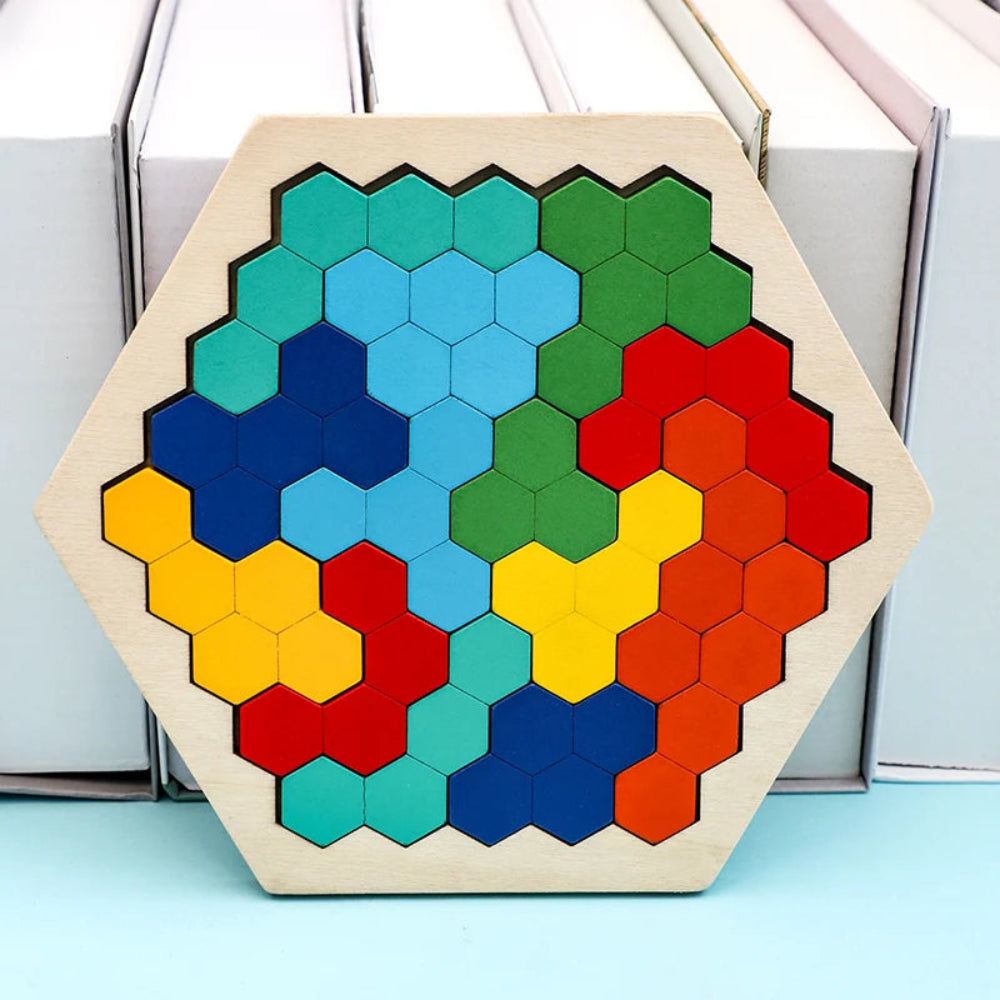 Colorful 3D Montessori wooden puzzle for kids. Safe, educational toy that develops logic, creativity, and fine motor skills through hands-on play.
