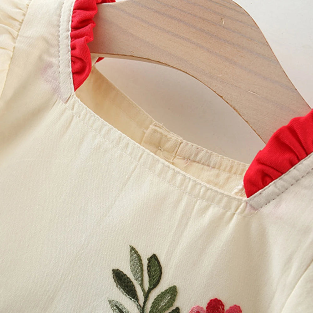 Adorable embroidered cotton summer dress for girls. Soft, breathable, and perfect for sunny days, playtime, and special occasions.