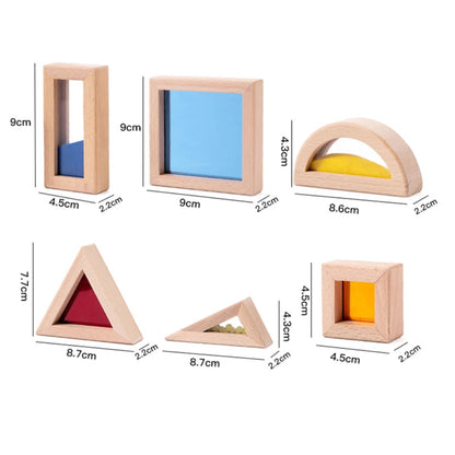 Colorful wooden and acrylic sensory blocks for kids. Safe, educational toy that builds creativity, focus, and sensory exploration.