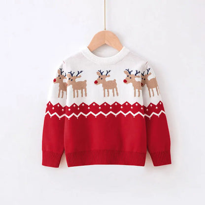 Cute cartoon Christmas sweater for kids. Soft, cozy, and breathable knit — perfect for winter warmth, playtime, and festive celebrations.