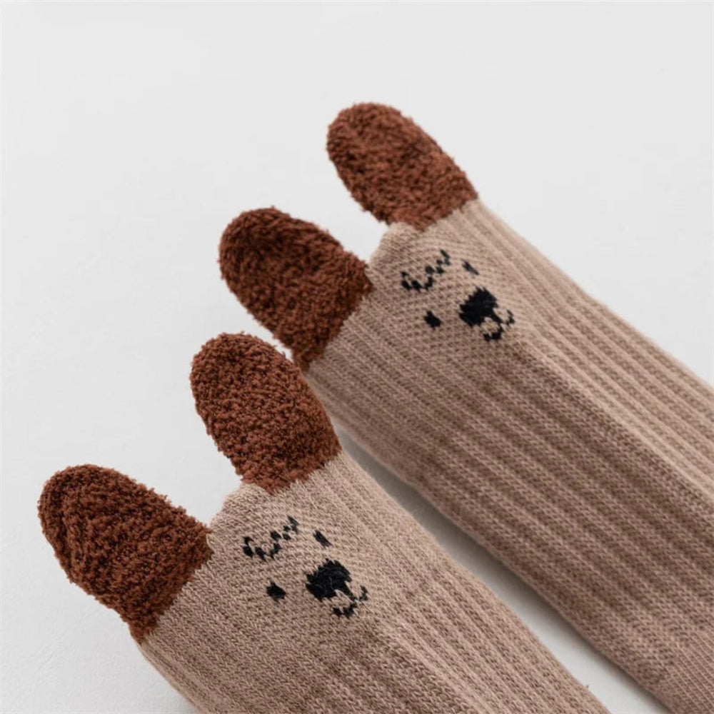 Soft cotton cartoon socks for kids. Breathable, comfy, and adorable—perfect for boys and girls aged 0–8 years for autumn and winter wear.