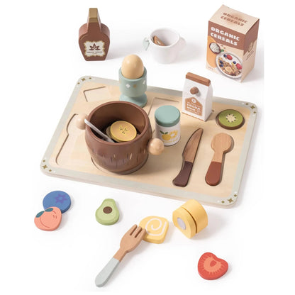 Wooden play food set for kids. Safe, realistic, and fun pretend cooking that inspires creativity, learning, and imagination every day.