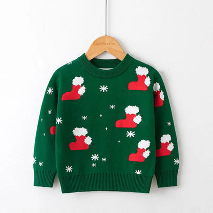 Cute cartoon Christmas sweater for kids. Soft, cozy, and breathable knit — perfect for winter warmth, playtime, and festive celebrations.