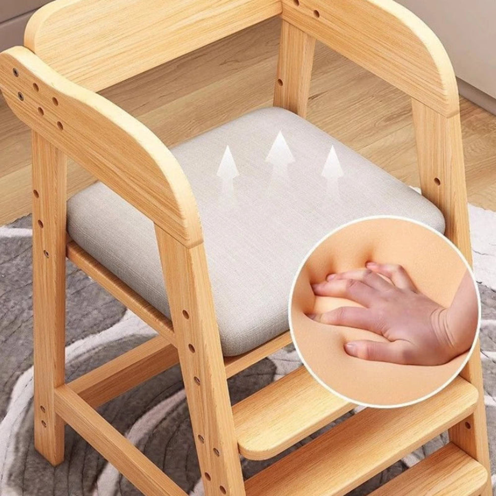 Adjustable wooden kids chair for dining and study. Safe, ergonomic, and durable design that grows with your child in comfort and style.