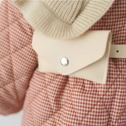 Warm plaid winter coat for girls. Soft cotton design with ruffle collar and belt — stylish, cozy, and perfect for chilly days.
