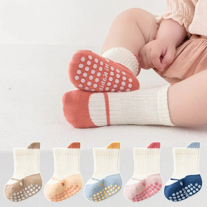 Soft cotton anti-slip socks for boys and girls. Safe, breathable, and comfy—perfect for playtime and daily wear all year round.
