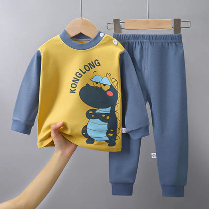 Soft cotton cartoon pajamas for boys and girls. Warm, cozy, and breathable sleepwear perfect for autumn and winter nights.