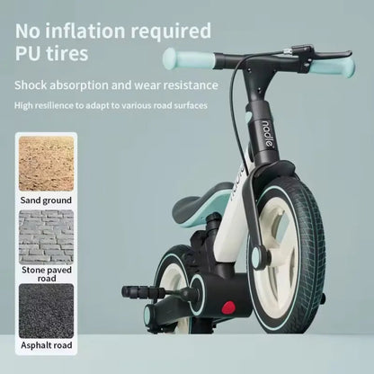 2-in-1 kids balance and pedal bike. Lightweight, foldable, and safe with dual brakes—perfect for ages 1–6 to learn balance and ride with confidence.