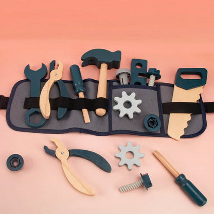 Wooden tool play set for kids. Safe, realistic, and fun role play that builds creativity, coordination, and hands-on learning.