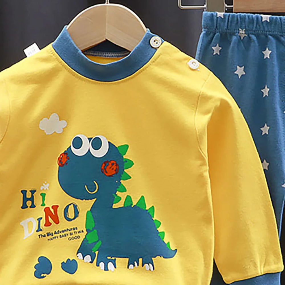 Soft cotton cartoon pajamas for boys and girls. Warm, cozy, and breathable sleepwear perfect for autumn and winter nights.