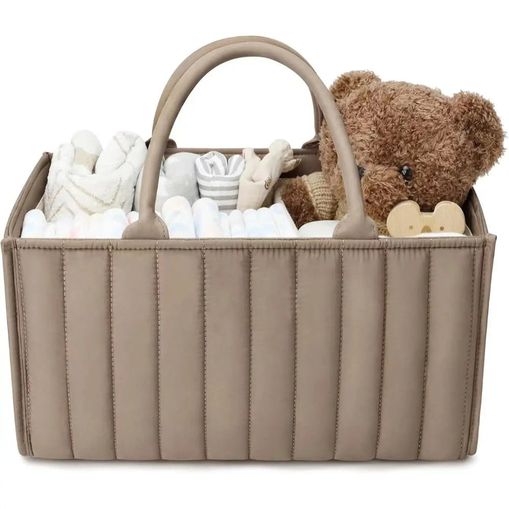 Cotton rope diaper caddy for baby essentials. Stylish, sturdy, and portable organizer that keeps nursery items neat and within reach.