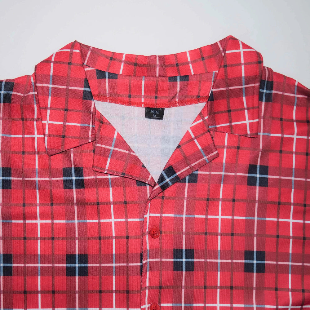 High-quality plaid family Christmas pajamas. Soft button-up set for adults and kids, perfect for cozy winter nights and festive photos.