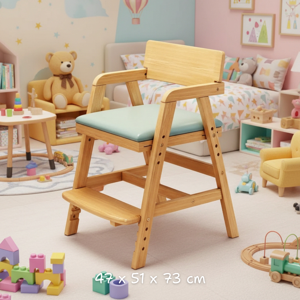 Adjustable montessori wooden kids chair for dining and study. Safe, ergonomic, and durable design that grows with your child in comfort and style.