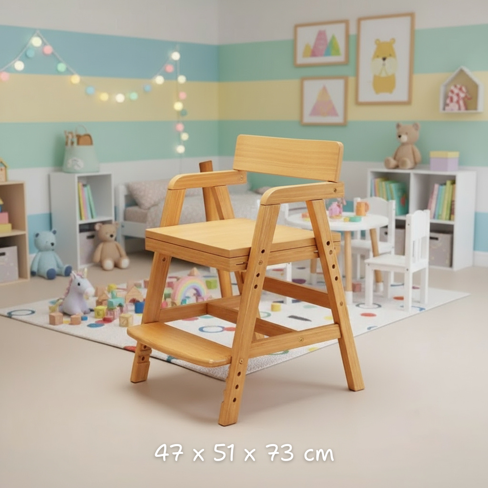 Adjustable montessori wooden kids chair for dining and study. Safe, ergonomic, and durable design that grows with your child in comfort and style.