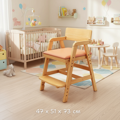 Adjustable montessori wooden kids chair for dining and study. Safe, ergonomic, and durable design that grows with your child in comfort and style.
