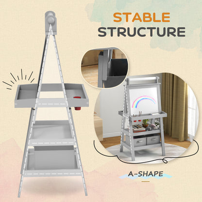 Cavalete de arte para crianças com rolo de papel, cavalete 3 em 1 para crianças com quadro branco magnético e quadro de giz de ambos os lados com cestas de armazenamento, para crianças de 3 a 6 anos