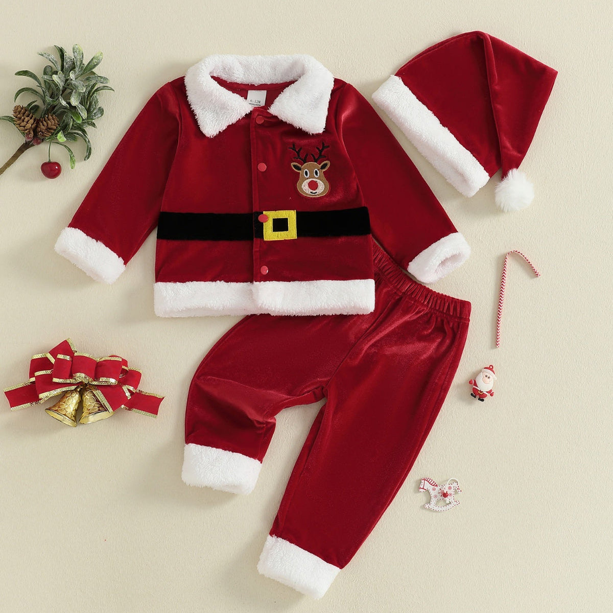 Discover the Festive Santa Outfit for kids, offering comfort, style, and easy care. Perfect for joyful holiday moments.