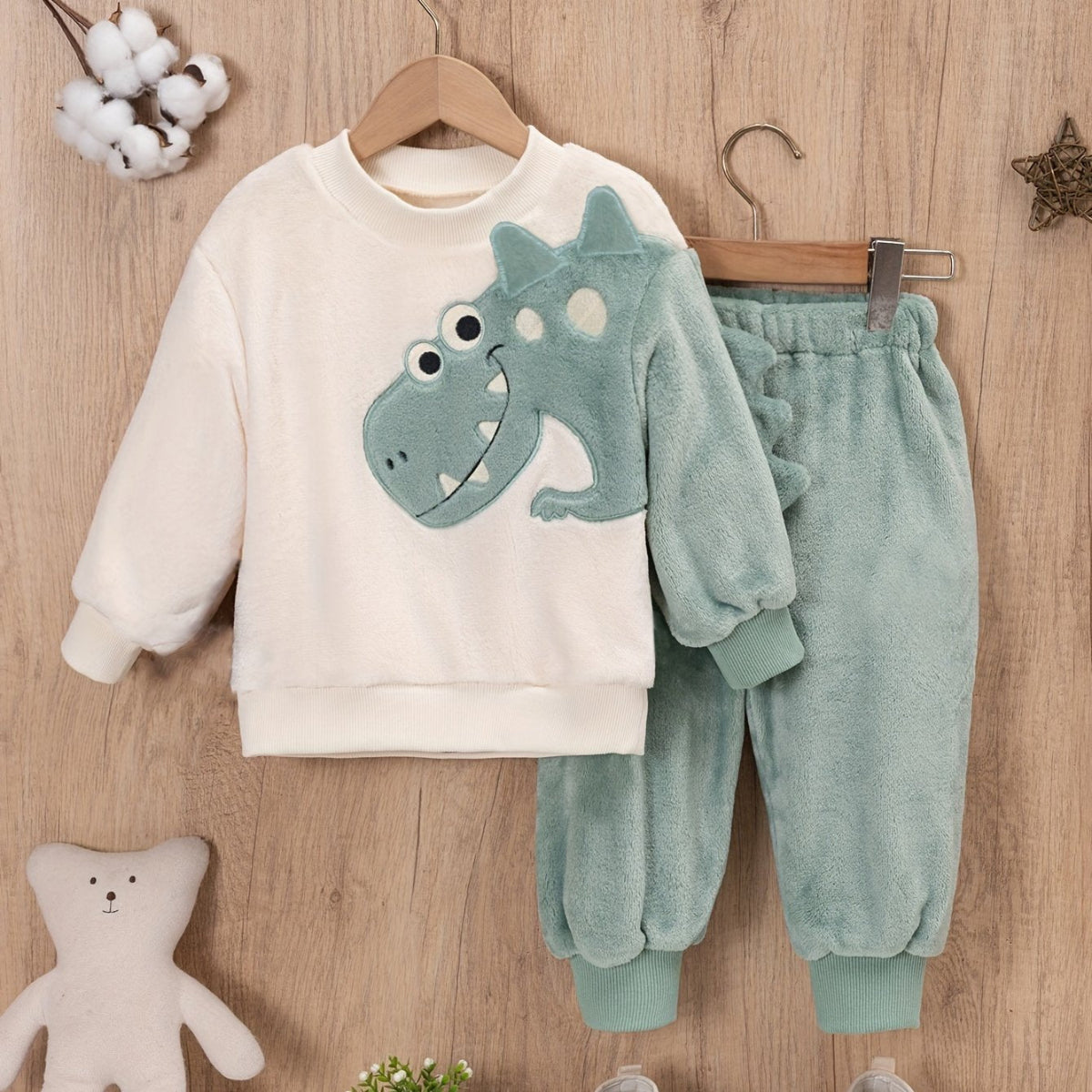 Discover the Cozy Coral Fleece Kids Set with playful animal embroidery. Perfect for warmth and comfort. Shop now at Toosly.