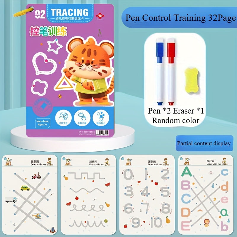 Caderno de Prática Mágica Reutilizável com 32 Páginas | Desenvolvimento do Cérebro Inteiro, Treino de Controle da Caneta e Educação em Desenho | Aprenda Habilidades de Escrita, Material de Papel, Caderno Educativo | Páginas Coloridas | Encadernação Durável | Presentes para Meias de Natal