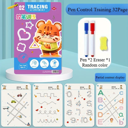 Caderno de Prática Mágica Reutilizável com 32 Páginas | Desenvolvimento do Cérebro Inteiro, Treino de Controle da Caneta e Educação em Desenho | Aprenda Habilidades de Escrita, Material de Papel, Caderno Educativo | Páginas Coloridas | Encadernação Durável | Presentes para Meias de Natal