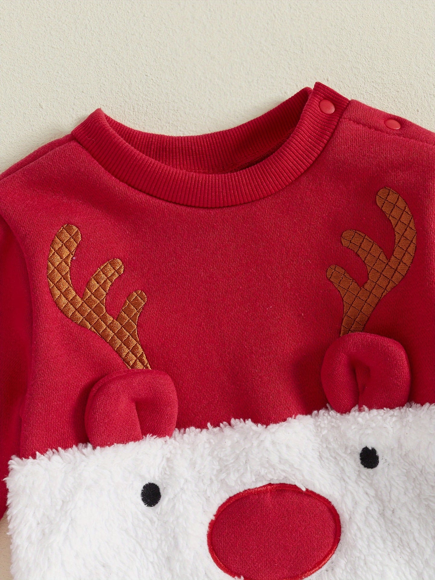 Conjunto de Natal de Rena para Bebê Menino e Menina 2 Peças - Roupa de Inverno Forrada com Fleece com Calça e Camisa Combinando, Roupa Infantil Aconchegante e Quente, Lavável à Máquina, Traje Fofo para Feriados, Perfeito para Atividades ao Ar Livre